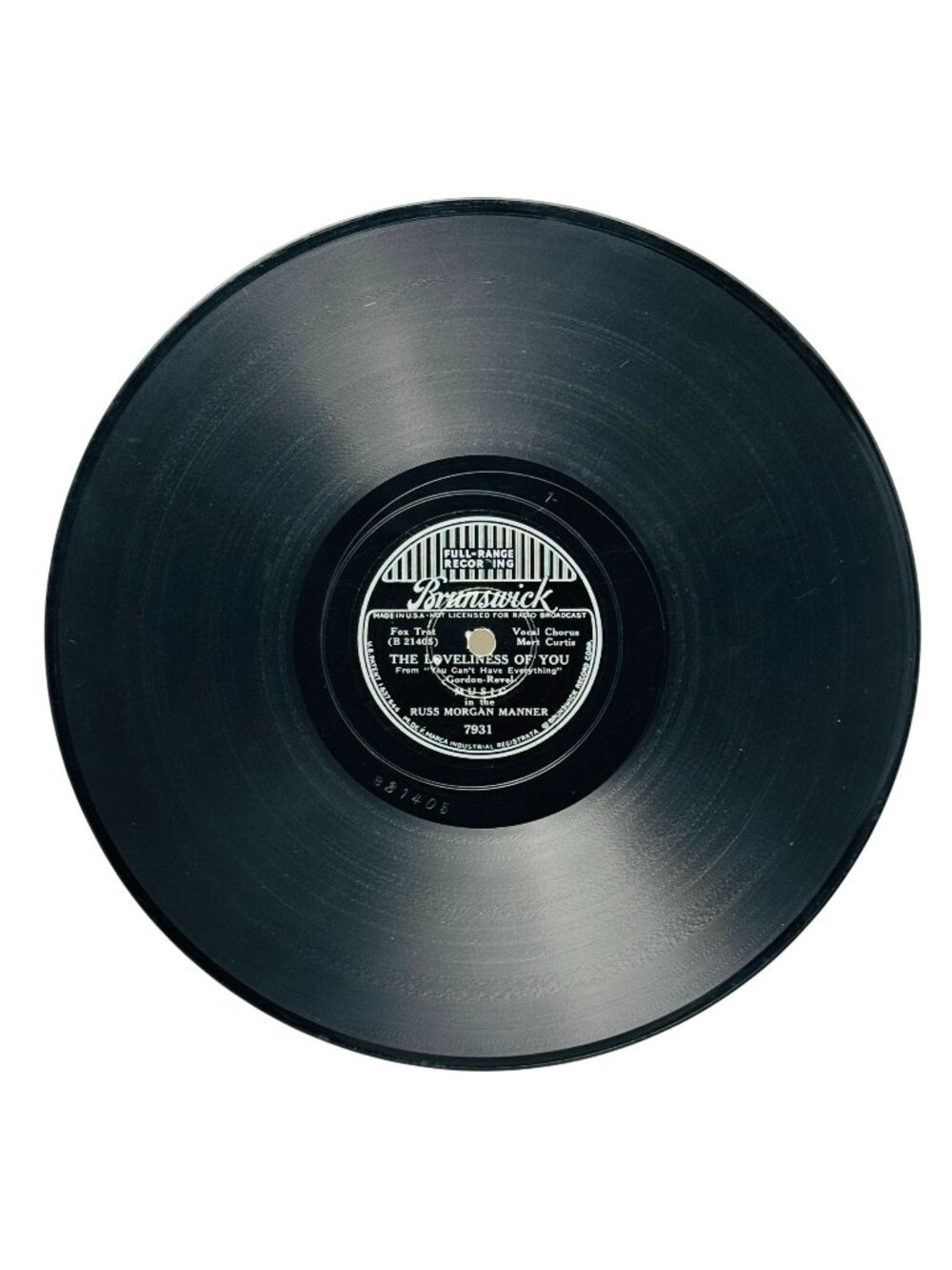 Russ Morgan The Loveliness Of You 10 Inch Shellac 78 RPM Brunswick 7931 VG